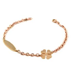 Bracciale in oro rosa da donna personalizzabile con targhetta - gallery