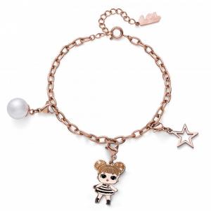 Bracciale Lol Surprise Queenbee in acciaio rose con charms perla e stella - gallery