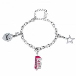 Bracciale Lol Surprise scritta LOL in acciaio con charms perla e cuore