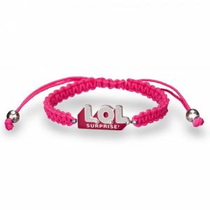 Bracciale Lol Surprise scritta LOL in acciaio rose e tessuto fucsia - gallery