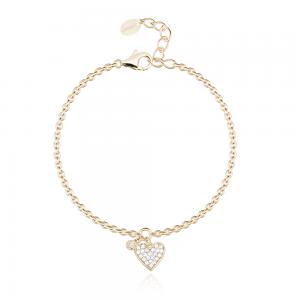 Bracciale Mabina Donna in argento dorato con ciondolo a cuore in pav di zirconi e punto luce