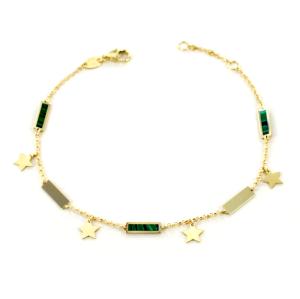 Bracciale Malachite in oro giallo Stelle e Smalto - gallery