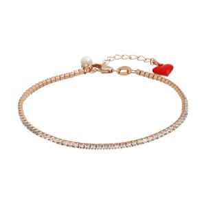 Bracciale Mini Tennis in argento rose e Zirconi Space Pearl Cuori Milano - gallery