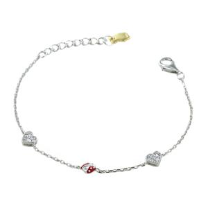 Bracciale Nanan da bambia in argento con Coccinella e Cuori NAN0604 - gallery