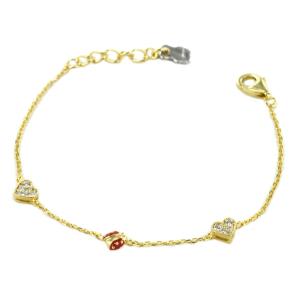 Bracciale Nanan da bambia in argento giallo con Coccinella e Cuori NAN0604 - gallery