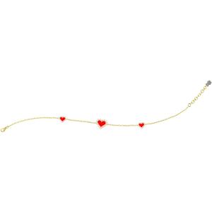 Bracciale Nanan da bambia in argento giallo con Cuori rossi NAN0473