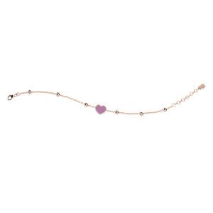 Bracciale Nanan da bambina in argento rosato con Cuore Rosa NAN0238 - gallery