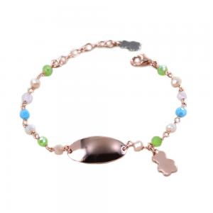 Bracciale Nanan da bambina/o con targhetta in argento rose personalizzabile NAN0241 - gallery