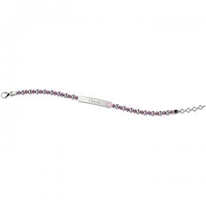 Bracciale Nanan da bambina rosa sfere in argento personalizzabile NAN0115