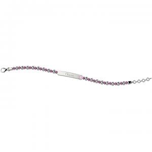 Bracciale Nanan da bambina rosa sfere in argento personalizzabile NAN0115