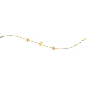 Bracciale Nanan da bambino/a in oro 9kt con orsetto e due cuori rosa NGLD0026