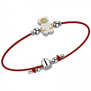 Bracciale Nanan da bambino con orsetto e laccio rosso NAN0036