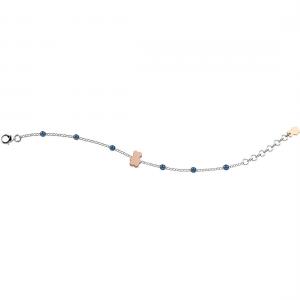 Bracciale Nanan da bambino con orsetto e pietrine azzurr NAN0189 - gallery