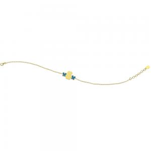 Bracciale Nanan da bambino in oro 9kt con targhetta personalizzabile e farfalline azzurre NGLD0013