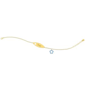 Bracciale Nanan da bambino in oro 9kt con targhetta personalizzabile e Stellina azzurra NGLD0047 - gallery