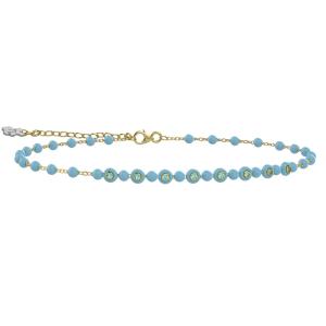 Bracciale Nanan in argento dorato con con pietre e dettagli azzurri  NAN0560