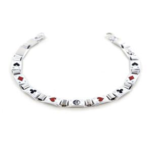 Bracciale Poker in oro bianco con smalti - Bracciale Gioco