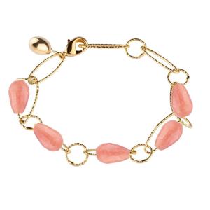 Bracciale Rebecca in Bronzo giallo collezione Tulipe con cinque pietre colorate Rosa 