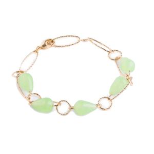 Bracciale Rebecca in Bronzo giallo collezione Tulipe con cinque pietre colorate verde