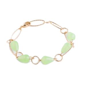 Bracciale Rebecca in Bronzo giallo collezione Tulipe con cinque pietre colorate verde