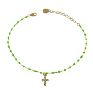 Bracciale religioso Agios colorato con croce strass