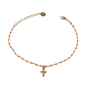 Bracciale religioso Agios colorato con croce strass - gallery