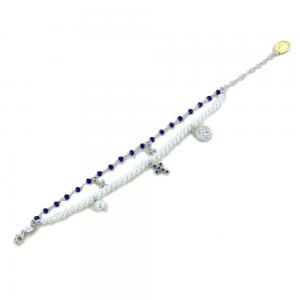 Bracciale religioso Agios gioielli con perle Angelo Cherubino e cristalli blu - gallery