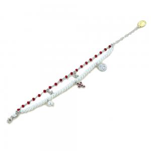 Bracciale religioso Agios gioielli con perle Angelo Cherubino e cristalli rossi - gallery