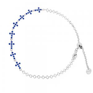 Bracciale religioso in argento con Croci e Zirconi blu - gallery