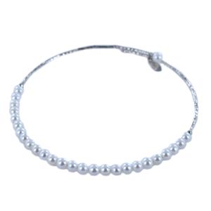 Bracciale rigido in oro Bianco con perle acqua dolce 3.00 - 3.50 mm