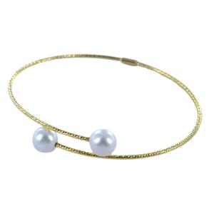 Bracciale rigido in oro giallo con perla acqua dolce 7.50 - 8.00 mm