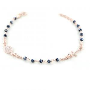 Bracciale Rosario in Argento rosa e Onice nera - gallery