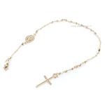 Bracciale Rosario in oro giallo con medaglia Madonna Miracolosa e Croce
