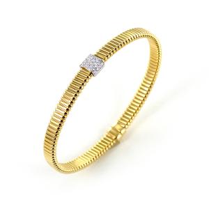 Bracciale semirigido in oro e diamanti a fascia tubo gas