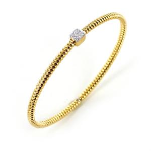 Bracciale semirigido in oro e diamanti a fascia tubo gas