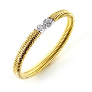 Bracciale semirigido in oro e diamanti a fascia tubo gas
