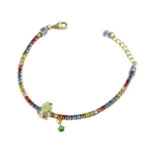 Bracciale Tennis Arcobaleno Nanan in argento con dinosauro NAN0555