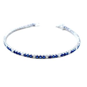 Bracciale Tennis da Uomo in argento con zirconi blu e bianchi - gallery