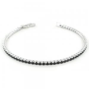 Bracciale Tennis da Uomo in argento con zirconi Neri