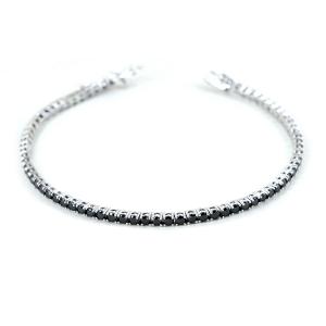 Bracciale Tennis da Uomo in argento con zirconi neri - gallery