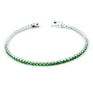 Bracciale Tennis da Uomo in argento con zirconi verdi - gallery