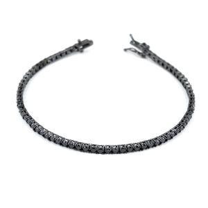 Bracciale Tennis da Uomo in argento nero con zirconi neri - gallery