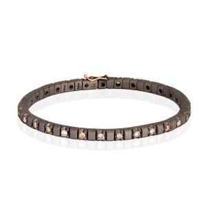 Bracciale Tennis da uomo in Titanio Oro e Diamanti Brown  - gallery