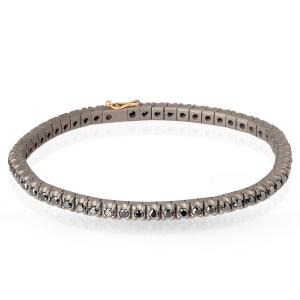 Bracciale Tennis da uomo in Titanio Oro e Diamanti Neri  - gallery
