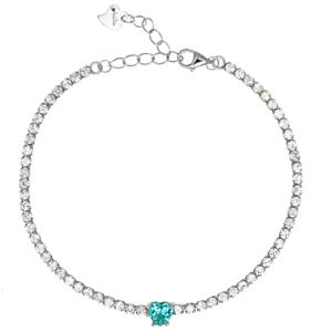 Bracciale Tennis di zirconi con cuore Azzurro - gallery