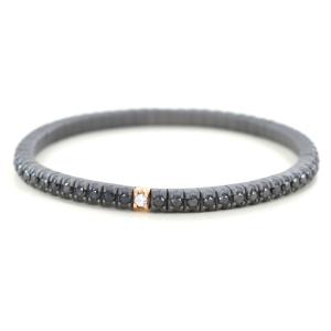 Bracciale Tennis elastico da uomo con cubi in Titanio Oro e diamanti