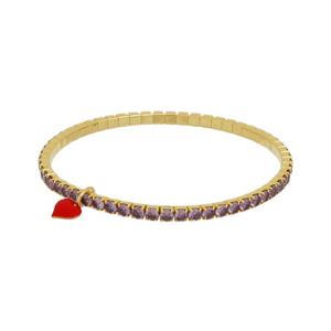 Bracciale Tennis elastico Gummie Lilla Cuori Milano collezione Maggiolina 