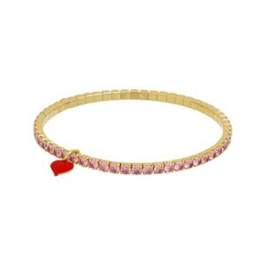 Bracciale Tennis elastico Gummie Rosa Cuori Milano collezione Maggiolina 