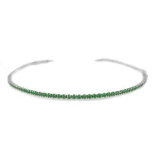 Bracciale Tennis in argento con zirconi verde smeraldo - gallery