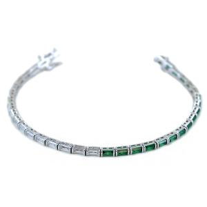 Bracciale Tennis in argento con zirconi verdi e bianchi 